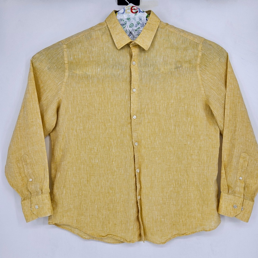 Baird McNutt Shirt‎ Mens XL Murano Irish Linen Button Down Non Iron Yellow